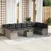 Image de vidaXL Ensemble de canapé de jardin 11 pcs Noir polyrotin