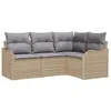 Image de vidaXL Ensemble de canapé de Jardin 4 pcs Beige polyrotin, Canapé Modulaire Moderne pour Jardin, Rattan Résistant, Confort Parfait pour Terrasse au Printemps et Été