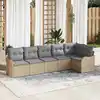 Image de vidaXL Ensemble de canapé de jardin 6 pcs Beige Poly rotin