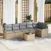 Image de vidaXL Ensemble de canapé de jardin avec coussin 7 pcs Noir Poly rotin