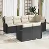 Image de vidaXL Ensemble de canapé de jardin avec coussin 7 pcs Noir Poly rotin