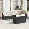 Image de vidaXL Ensemble de canapé de jardin 8 pcs Noir et Blanc polyrotin