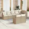 Image de vidaXL Ensemble de canapé de jardin 8 pcs Beige et blanc polyrotin