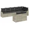 Image de vidaXL Ensemble de canapé de Jardin 8 pcs Gris Clair Poly rotin, Canapé modulaire de Jardin et terrasse, mobilier Outdoor résistant, matériaux UV, Collection de sièges sectionnels