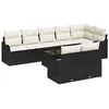Image de vidaXL Ensemble de canapé de Jardin 9 pcs Noir et Blanc Poly rotin, Canapé modulaire de Jardin et terrasse, mobilier Outdoor résistant, matériaux UV, Collection de sièges sectionnels