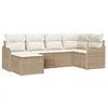 Image de vidaXL Ensemble de canapé de Jardin 6 pcs Beige et Blanc Poly rotin, Canapé Sectionnel d'Extérieur pour Jardin et Terrasse, en Matériaux Résistants aux UV, Indispensable pour l'Été
