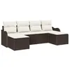Image de vidaXL Ensemble de canapé de Jardin 6 pcs Marron et Blanc Poly rotin, Salon Moderne pour Jardin et terrasse, canapé de Patio rectangulaire, Rangement Pratique, résistant aux UV