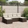 Image de vidaXL Ensemble de canapé de jardin 6 pcs Marron et blanc Poly rotin