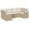 Image de vidaXL Ensemble de canapé de Jardin 6 pcs Beige et Blanc Poly rotin, Jardin et Terrasse, Canapés Modernes d’extérieur, Ensemble de Meubles d’intérieur à l’extérieur, Durable pour se détendre