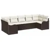 Image de vidaXL Ensemble de canapé de Jardin 7 pcs Marron et Blanc Poly rotin, Mobilier d'extérieur Moderne, canapé modulaire, résistant aux UV, pour Jardin et terrasse, Assise en Poly rotin