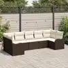 Image de vidaXL Ensemble de canapé de jardin 7 pcs Marron et blanc Poly rotin