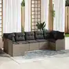 Image de vidaXL Ensemble de canapé de jardin avec coussin 7 pcs Gris Poly rotin