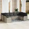 Image de vidaXL Ensemble de canapé de jardin 9 pcs Gris clair polyrotin