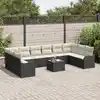 Image de vidaXL Ensemble de canapé de jardin 11 pcs Noir et Blanc polyrotin