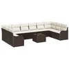 Image de vidaXL Ensemble de canapé de Jardin 11 pcs Marron et Blanc polyrotin, Canapé modulable Moderne pour Jardin et terrasse, mobilier d'extérieur, Durable, résistant aux UV, Parfait pour se détendre