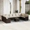 Image de vidaXL Ensemble de canapé de jardin 11 pcs Marron et blanc polyrotin