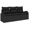 Image de vidaXL Ensemble de canapé de Jardin 3 pcs Noir Poly rotin, Salon de Jardin et terrasse, Ensemble modulaire, résistant aux UV, mobilier Confortable pour l'extérieur