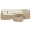 Image de vidaXL Ensemble de canapé de Jardin 6 pcs Beige et Blanc polyrotin, Canapé d'extérieur Moderne, Ensemble modulaire résistant, sièges tissés, Facile à Monter, Parfait pour la détente en terrasse