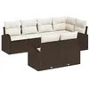 Image de vidaXL Ensemble de canapé de Jardin 7 pcs Marron et Blanc Poly rotin, Canapé modulable Moderne pour Jardin et terrasse, mobilier extérieur résistant aux intempéries, détente assurée