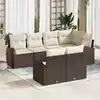 Image de vidaXL Ensemble de canapé de jardin 7 pcs Marron et blanc polyrotin
