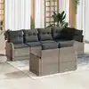 Image de vidaXL Ensemble de canapé de jardin avec coussin 7 pcs Gris polyrotin