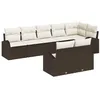 Image de vidaXL Ensemble de canapé de Jardin 8 pcs Marron et Blanc polyrotin, Mobilier de Jardin Moderne, Ensemble canapés extérieurs en Rattan, siège modulable, Parfait pour la détente