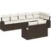 Image de vidaXL Ensemble de canapé de jardin 8 pcs Marron et blanc polyrotin