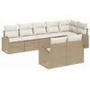 Image de vidaXL Ensemble de canapé de Jardin 8 pcs Beige et Blanc polyrotin, Mobilier de Jardin Moderne, Ensemble canapés extérieurs en Rattan, siège modulable, Parfait pour la détente