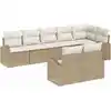 Image de vidaXL Ensemble de canapé de jardin 8 pcs Beige et blanc polyrotin
