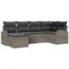 Image de vidaXL Ensemble de Canapés avec Coussin 6 pcs Gris polyrotin, Sofa modulable pour Jardin et terrasse, résistant aux UV, léger, Durable, Meuble d'extérieur avec rangements