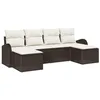 Image de vidaXL Ensemble de Canapés 6 pcs Marron et Blanc polyrotin, Salon modulaire pour Jardin et terrasse, Assise légère, résistant UV, idéal pour la détente