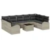 Image de vidaXL Ensemble de canapé de Jardin 10 pcs Gris Clair polyrotin, Salon de Jardin et terrasse, Ensemble Moderne en Poly rotin, Un Coin détente stylé, Design modulable