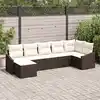 Image de vidaXL Ensemble de canapé de jardin 7 pcs Marron et Crème polyrotin