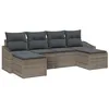 Image de vidaXL Ensemble de Salle à Manger pour Jardin avec Coussin 6 pcs Gris, Mobilier de Jardin élégant, Ensemble rectangulaire pour Repas, modulable et Robuste, Solutions de Rangement UV