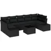 Image de vidaXL Ensemble de canapé de Jardin avec Coussin 8 pcs Noir polyrotin, Salon de Jardin élégant, canapé modulable, Table réglable, matériaux résistants aux UV, mobilier extérieur Durable