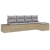 Image de vidaXL Ensemble de canapé de Jardin 5 pcs Beige et Gris Clair, Salon de Jardin et terrasse, canapé modulable, Ensemble d'extérieur, Table réglable, Rangement intégré, transat