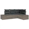 Image de vidaXL Ensemble de canapé de Jardin avec Stockage 4 pcs Gris polyrotin, Canapé modulable Moderne pour Jardin et terrasse, Assise extérieure Confortable, Meubles Lounge en rotin étanches