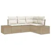 Image de vidaXL Ensemble de canapé de Jardin 4 pcs Beige et crème polyrotin, Canapé modulable Moderne pour Jardin et terrasse, Assise extérieure Confortable, Meubles Lounge en rotin étanches