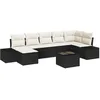 Image de vidaXL Ensemble de canapé de Jardin avec Coussin 7 pcs Noir polyrotin, Canapé Moderne en Rattan pour Jardin et terrasse, Meubles d'extérieur modulaires, Confort et Style