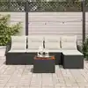 Image de vidaXL Ensemble de canapé de jardin 6 pcs Noir et Crème polyrotin