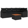 Image de vidaXL Ensemble de canapé de Jardin 6 pcs Noir, Mobilier en rotin Moderne, Ensemble Lounge extérieur, Options de sièges pour Jardin et terrasse