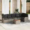 Image de vidaXL Ensemble de canapé de jardin avec stockage 7 pcs Gris polyrotin