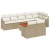 Image de vidaXL Ensemble de canapé de Jardin 9 pcs Beige et Blanc, Mobilier d'extérieur modulable, Salon en rotin résistant, Parfait pour Le Jardin et la terrasse, idéal pour l'été