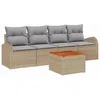 Image de vidaXL Ensemble de canapé de Jardin 5 pcs Beige et Gris Clair, Ensemble de Meubles de Jardin et terrasse, canapé modulaire avec Rangement, résistant aux UV, Assise d'extérieur