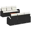Image de vidaXL Ensemble de canapé de Jardin 7 pcs Noir et Crème polyrotin, Mobilier Moderne Jardin et terrasse, canapé modulaire résistant, Assise de Patio Anti-UV pour Lounge