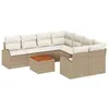 Image de vidaXL Ensemble de canapé de Jardin 9 pcs Beige et crème polyrotin, Jardin et Terrasse, Salon Modulaire, Canapés Extérieurs Durables, Meubles en Acacia, Coin Détente