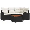 Image de vidaXL Ensemble de canapé de Jardin 5 pcs Noir et Crème polyrotin, Jardin et Terrasse, Canapés modulables Modernes, matériaux résistants aux UV, Table en Acacia Incluse