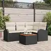 Image de vidaXL Ensemble de canapé de jardin 5 pcs Noir et Crème polyrotin