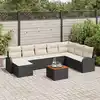 Image de vidaXL Ensemble de canapé de jardin 9 pcs Noir et Crème polyrotin