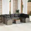 Image de vidaXL Ensemble de canapé de jardin 10 pcs Gris polyrotin